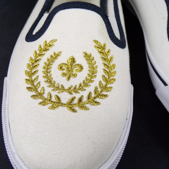 Talbots Nautical Gold Embroidered Loafers - Picture 3 of 8